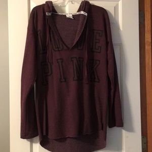 PINK VS dark purple v neck long hoodie